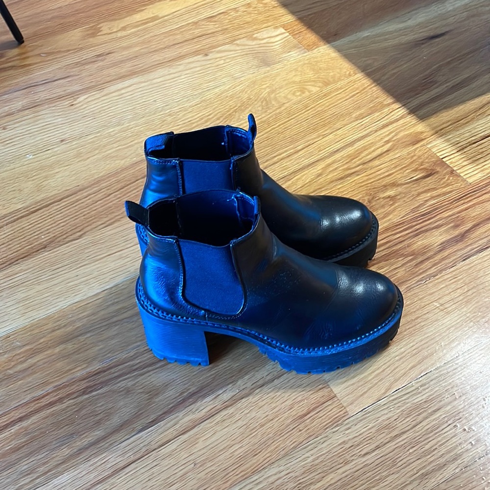 Black lug sole boots